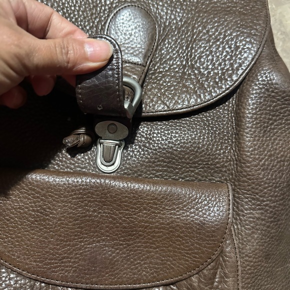 Vintage 90s Eddie Bauer brown pebbled leather medium backpack - Picture 4 of 6